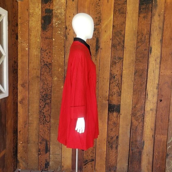 Joffeld Red & Black Wool Coat - Picture 4 of 10